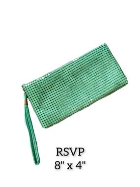 RSVP Seafoam Green Sequin Wristlet Clutch